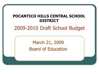 2009-2010 Draft School Budget