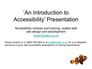 ‘An Introduction to Accessibility’ Presentation