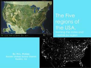 The Five regions of the USA. Naming the states and capitals by region