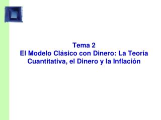 Tema 2 El Modelo Clásico con Dinero: La Teoría Cuantitativa, el Dinero y la Inflación