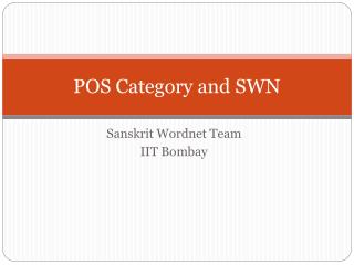 POS Category and SWN