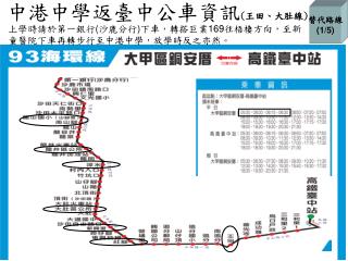 ※ 坐到”第一銀行”站下車，轉搭巨業 169 直達”新童醫院”站 ( 中港中學 ) 。