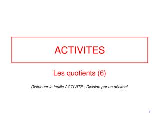ACTIVITES