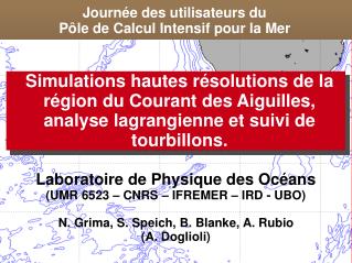 Journée des utilisateurs du Pôle de Calcul Intensif pour la Mer