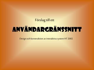 ANVÄNDARGRÄNSSNITT