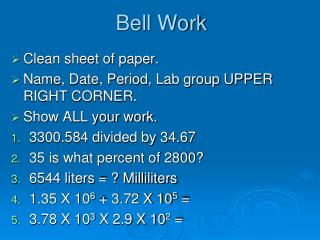 Bell Work