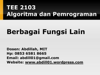 TE E 2 103 Algoritma dan Pemrograman