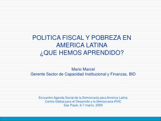 POLITICA FISCAL Y POBREZA EN AMERICA LATINA ¿QUE HEMOS APRENDIDO?