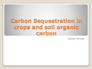 Carbon Sequestration in crops and soil organic carbon