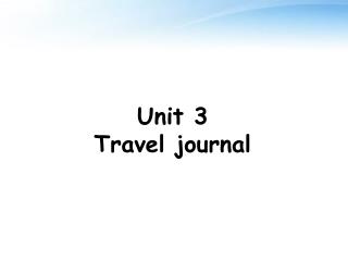 Unit 3 Travel journal