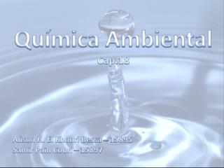 Química Ambiental Cap.18 Alison H. El Khouri Bessa – 15895 Samir Pain Couri – 15897