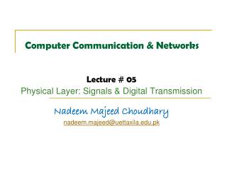 Computer Communication &amp; Networks