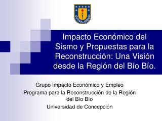 Grupo Impacto Económico y Empleo Programa para la Reconstrucción de la Región del Bío Bío