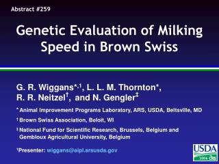 Genetic Evaluation of Milking Speed in Brown Swiss