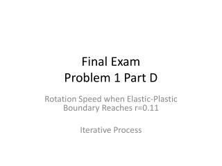 Final Exam Problem 1 Part D