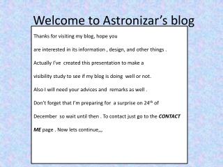 Welcome to Astronizar’s blog