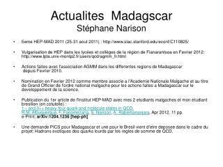 Actualites Madagscar Stéphane Narison