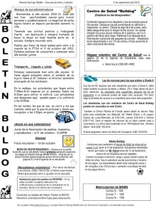 Centro de Salud “Bulldog” ¡Empiecen su día desayunados !