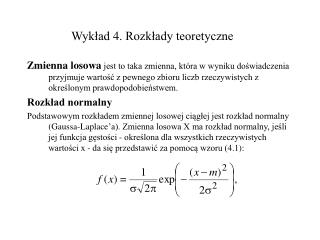 Wykład 4. Rozkłady teoretyczne