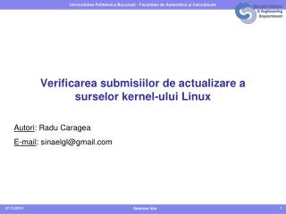 Verificarea submisiilor de actualizare a surselor kernel-ului Linux