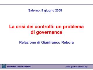 La crisi dei controlli: un problema di governance