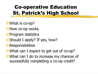 Co-operative Education St. Patrick’s High School