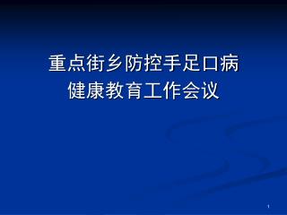 重点街乡防控手足口病 健康教育工作会议