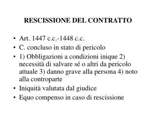 RESCISSIONE DEL CONTRATTO