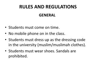 RULES AND REGULATIONS