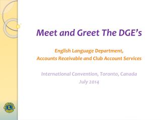Meet and Greet The DGE’s English Language Department,