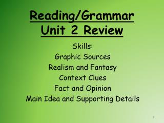 Reading/Grammar Unit 2 Review