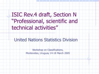 ISIC Rev.4 draft, Section N “Professional, scientific and technical activities”