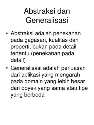 Abstraksi dan Generalisasi