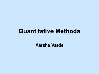 Quantitative Methods