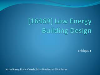 [16469] Low Energy Building Design