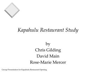 Kapahulu Restaurant Study