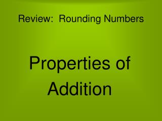 Review: Rounding Numbers