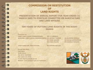 COMMISSION ON RESTITUTION OF LAND RIGHTS