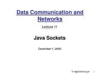 Data Communication and Networks