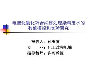 电催化氧化耦合纳滤处理染料废水的数值模拟和实验研究