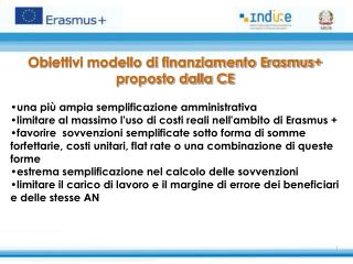 Obiettivi modello di finanziamento Erasmus+ proposto dalla CE