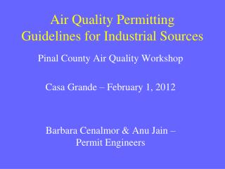 Air Quality Permitting Guidelines for Industrial Sources