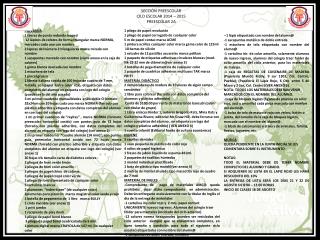 SECCIÓN PREESCOLAR CILO ESCOLAR 2014 – 2015 PREESCOLAR 2A