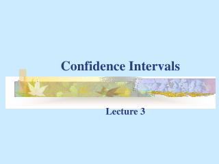 Confidence Intervals