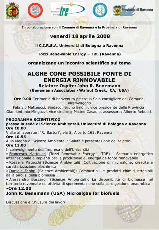 In collaborazione con il Comune di Ravenna e la Provincia di Ravenna