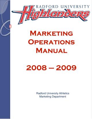 Marketing Operations Manual 2008 – 2009