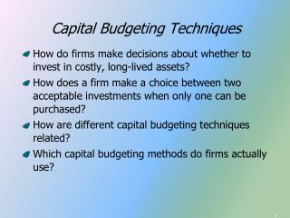 Capital Budgeting Techniques