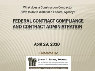 Federal Contract Compliance and Contract Administration