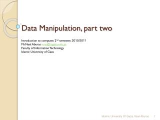Data Manipulation, part two