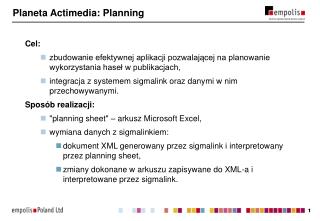 Planeta Actimedia: Planning